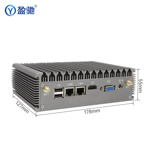 盈驰迷你工控机双网口双串口全铝无风扇嵌入式工业mini电脑便携式微型台式工控商用低功耗HTPC小主机 i5 6200U/8G/128G固态盘/WiFi