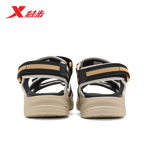 XTEP [Same Style in Shopping Malls] Tracer Men's Sandals Summer Velcro Beach Shoes Breathable Casual Shoes Outdoor Shoes Ivory White/Black 41
