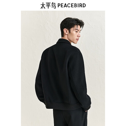 PEACEBIRD Men's Jacket Lapel Executive Winter Double-sided Wool Jacket Casual Business Jacket Black XL