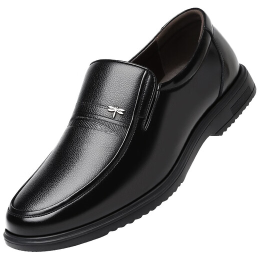 Dragonfly brand men's shoes new spring and autumn genuine leather men's leather shoes breathable business formal casual middle-aged dad shoes middle-aged and elderly black 42