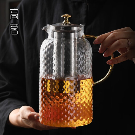 Gaoming (gaoming) extra large capacity thickened glass teapot heat-resistant built-in filter explosion-proof teapot open flame household tea making set 1800ml meter high teapot