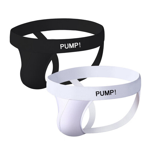 Long Night Men's Sexy Double T-Pants Sexy Cotton Comfortable Breathable Black and White Sports Panties Sexy Butt-Lifting T-Pants Black M