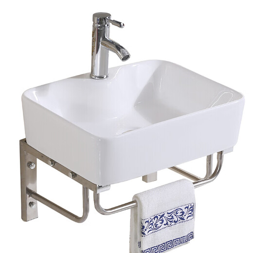 Light luxury high-end wall-mounted washbasin small bathroom washbasin balcony hanging basin mini washbasin ceramic basin corner pool A style hanging basin + drain