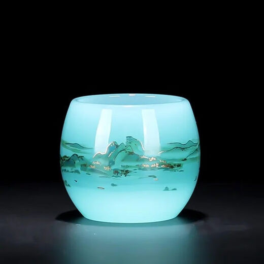 Jingdezhen tea set complete set of high-end Qianli Jiangshan light luxury white jade glazed tea set Chinese style household jade porcelain high Qianli Jiangshan master cup-Tianlan