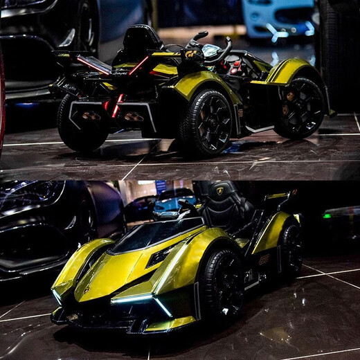 Cooperate with Lamborghini baby electric car, remote control four-wheel car that can sit and swing for men and women, children's toy stroller, orange battery life of 6 hours, large lithium battery + full function