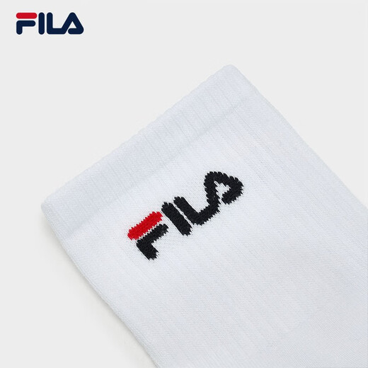FILA official men's socks mid-waist socks set winter simple sports socks mid-calf socks two pairs set standard white/legendary blue-99 2 pairs (XS)
