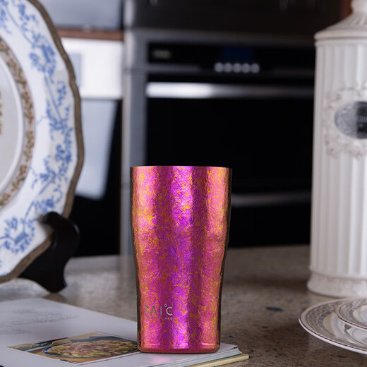 TAIC Titanium pure titanium beer cup double-layer vacuum water cup titanium cup juice cup milk cup coffee cup Hercules cup ultra-light high-end gift cup Dream Purple