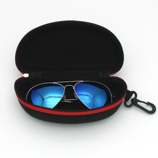 Xinshou sunglasses case, sunglasses case for boys and girls, travel storage, large portable anti-stress car box, half-moon shape A, black-double blue