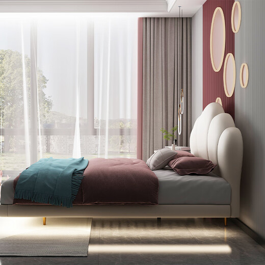 De RUCCI Children's Bed Suspended Bed Solid Wood Silicone Soft Cover Girls Princess Bed Teenage Boys Bed White 1.5*2 Meters