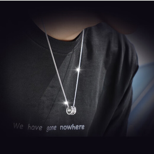 MZMZ platinum necklace men's pt950 platinum fashion accessories pendant hip-hop Valentine's Day birthday gift for boyfriend local warehouse next day delivery - light luxury transfer bead necklace - chain length 55cm