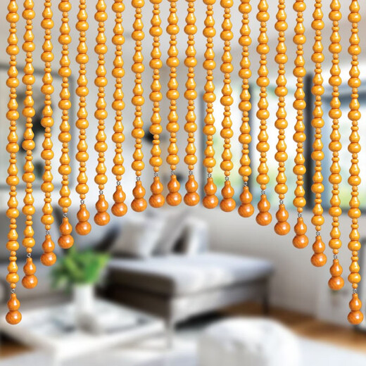
Dingyufeng full peach wood gourd bead curtain to resolve door partition porch living room bathroom hanging curtain without hole punching household door curtain wine red full peach wood gourd arc 21 strips 0.3-0.5 meters high