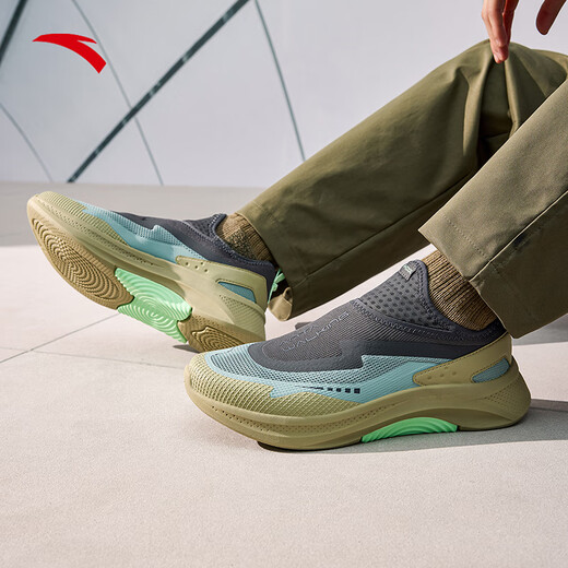 ANTA Slip on Men's Casual Shoes Comfortable, Breathable, Trendy Soft Sole Heightening Small Black Shoes Castle Gray/Fish Eye Blue/Toffee Yellow-5 42