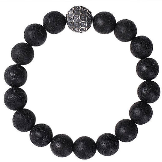 Armband Herren Trendy Buddha Perlen Armband Glücksperlen Perlen Jungen Handschmuck Obsidian Vulkanstein Einfache umgekehrte Skala S653 Gold