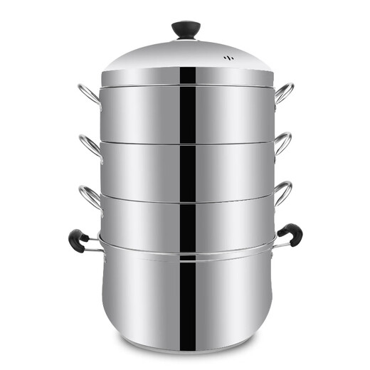 Chenni non-porous steamer, multi-layer steamer, thickened stainless steel, household original rice steamer without odor, energy-saving three-layer steamer (one pot, one lid, three steamers), thickened version 30cm (suitable for 3~5 people)