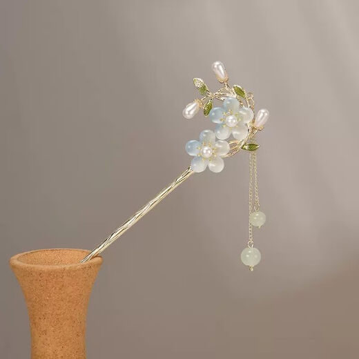 Bo Naling ancient style hairpin with tassels, new Chinese style Chinese style updo hairpin, metal headdress, hairpin, Hanfu accessories gift, pink peach tassel hairpin