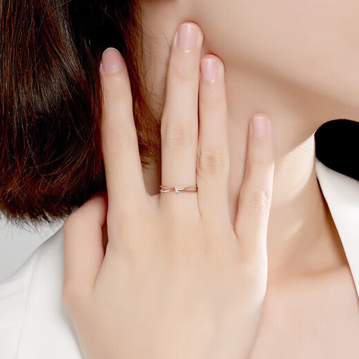 Trendy Acer to Simple Intertwined 18K Gold Diamond Ring Female Color Gold Diamond Ring Hand Accessories Birthday Gift No. 11