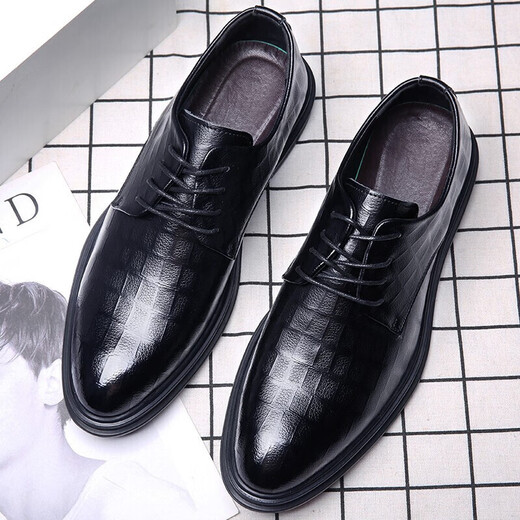 PULIWEI leather shoes men's 2024 autumn new business shoes formal leather shoes cowhide men's leather shoes formal shoes British men's shoes black 42
