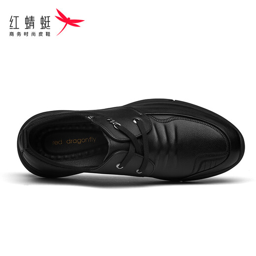 RED DRAGONFLY Men's Shoes Business Casual Shoes Men's Versatile Genuine Leather Soft Sole Commuting Leather Shoes Fashionable Low-top Lace-up Dress Shoes Men WTA214161 Black 41