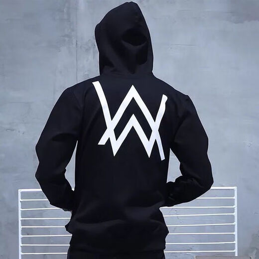 Ji Mi Alan Walker alanwalker three-piece set Jiahao same style DJ trendy autumn and winter hooded men's handsome sweatshirt winter Jiahao same style sweatshirt - black plus velvet M 80-100Jin Jin equals 0.5 kg