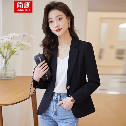 Jian Ting chaqueta de traje blanquecino para mujer primavera y otoño 2026 otoño nuevo traje de otoño pequeño informal de alta gama para mujer traje blanquecino M (90-99Jin Jin es igual a 0,5 kg)