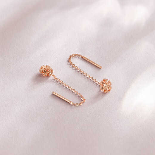 Saturday Fuhong 18K gold earrings snowflake rose gold earrings birthday gift for women C0911385 pair