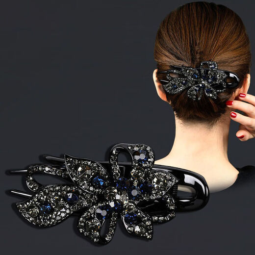 Qijitu Grasp Clip Women's Back Hair Clip Mother Duckbill Clip Retro Hair Clip 2024 Dark Blue Clip 1