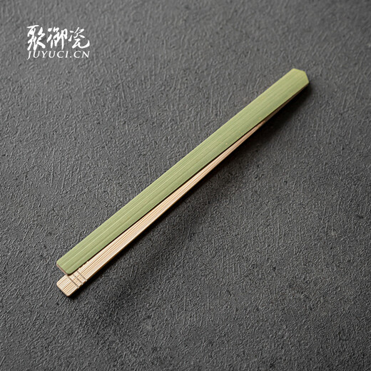 Juyu porcelain tea clip bamboo wooden tea spoon cup clip tea tweezers tea ceremony accessories tea needle scissors pot pen tea shovel Pu'er tea knife E tie rope bamboo long tea clip 21.5*1.2cm