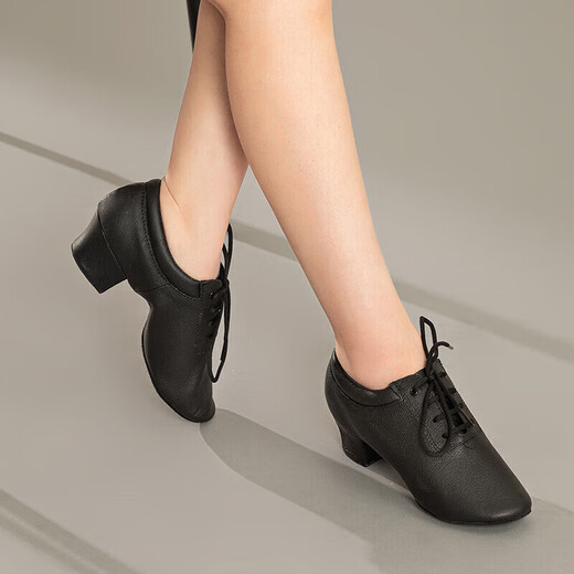 Sansha Ballroom Dance Medium Heel Soft Sole Indoor Dance Shoes Latin Dance Shoes Women Adult National Standard Black 36