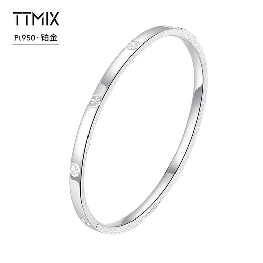 TTMIX platinum bracelet for women pt950 platinum smooth plain ring concubine bracelet birthday gift for wife 55mm weight 17.09g width 5.2mm