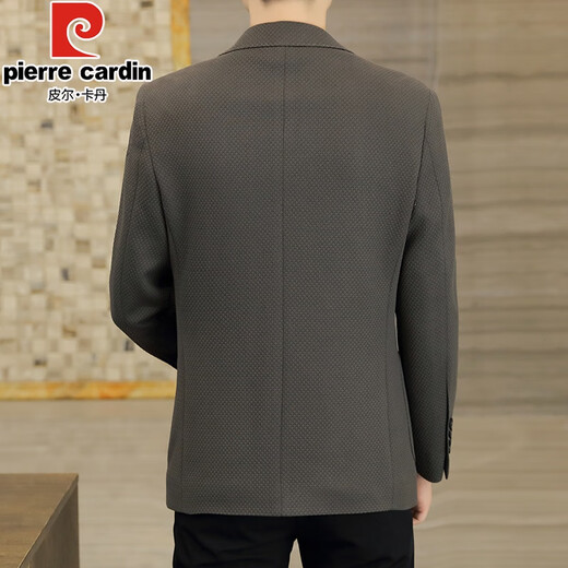 Pierre Cardin high-end casual woolen suit jacket men's autumn and winter new business slim single suit men's woolen suit Khaki XL /180