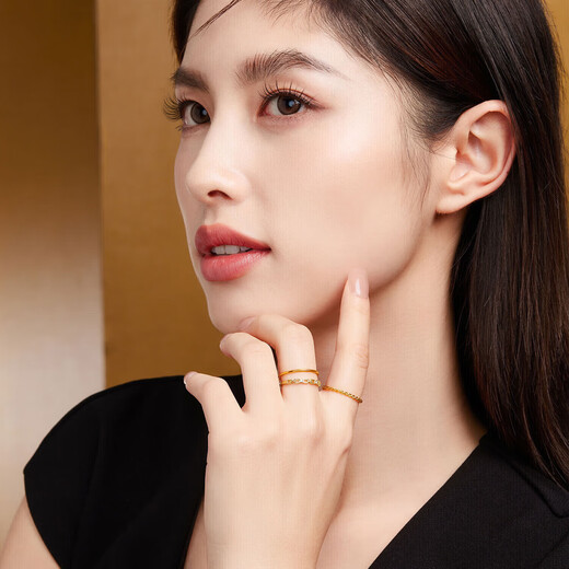 Lukfook Jewelry Gold Ring Solid Ring Solid Gold Couple Ring Price No. 5 - About 0.96g