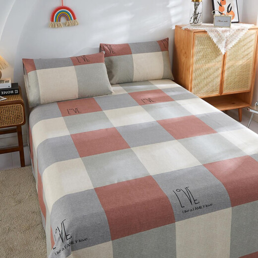 Nanjiren (home) pure cotton thickened old coarse cloth mat sheets single piece student dormitory air-conditioned mat single and double bedding LOVE-red 200*230cm [suitable for 1.5 meter bed]