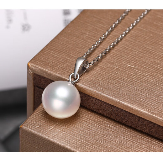 Ji Ge Pearl Necklace, Romantic Purple Freshwater Pearl Pendant, Round Highlight 14-15MM for Girlfriend, Black Pearl Silver Holder, 14-15mm x 45cm