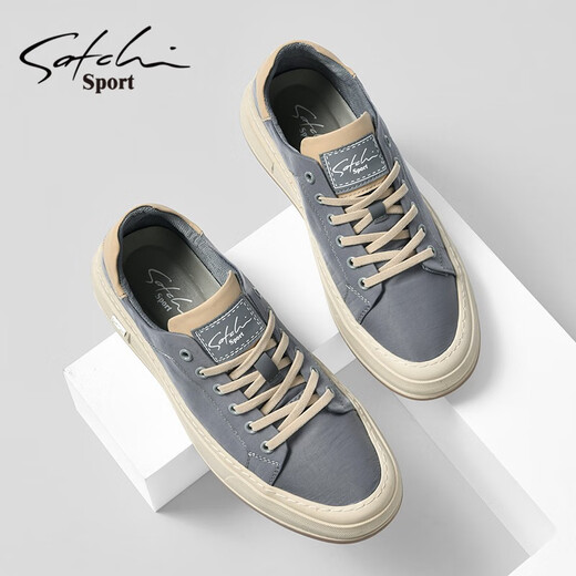 Sachi men's shoes autumn and winter new sneakers men's business casual shoes retro trendy fashion canvas shoes for men gray 41 (255mm) leather shoe size