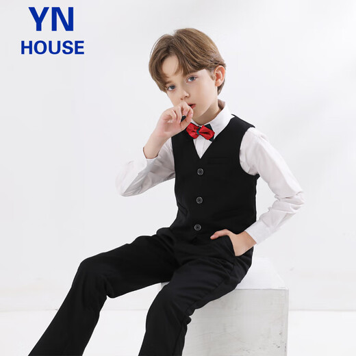 Yinuofang children's suit vest suit boy suit dress performance suit black vest suit 130CM