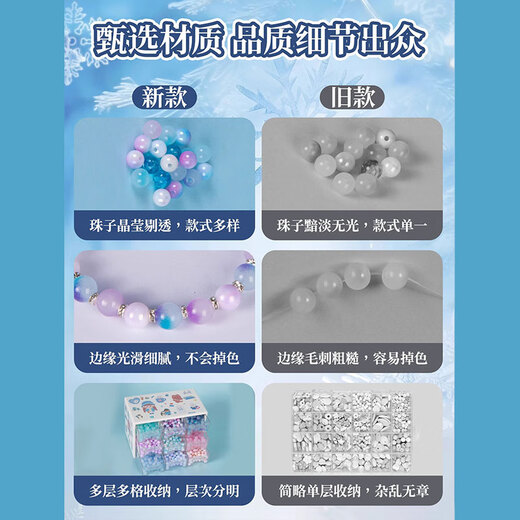 
Changguanxiong children's birthday gifts high-end practical DIY little girl 7-14 years old 12 educational toys 6-10 years old [Experience version] Ice and snow glass-4 colors 200 beads (gift kit + gift bag)