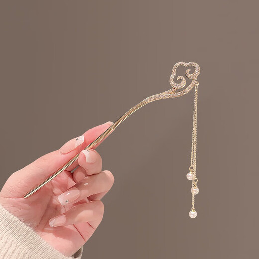Su Shiliu New Chinese Style Xiangyun Tassel Hairpin Retro Style Hairpin Ancient Style Hairpin Hanfu Step Header Hair Accessories Xiangyun Rhinestone Tassel Hairpin