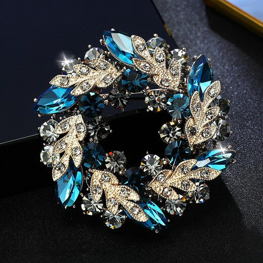 Idel high-end brooch, coat breast button, simple pin buckle, corsage, clothing accessories, birthday gift for wife and girlfriend, blue high-end brooch XZ0084
