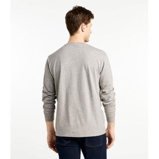 L.L.Bean Bean T-shirt men's long-sleeved Henley shirt solid color classic comfortable fashionable top bottoming shirt comfortable and versatile for daily use Black black S suitable for net bust 97-105CM