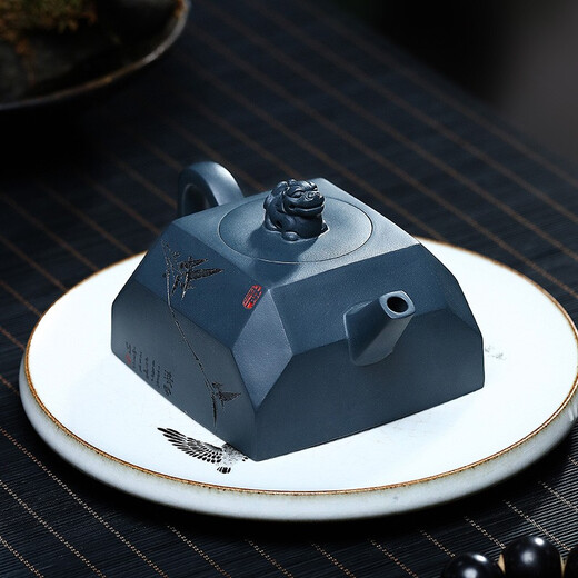 Hidden Pot World Government Subsidy Yixing Zisha Pot Purely Handmade Teapot Zisha Tea Set Teapot Republic of China Green Clay Square Pot