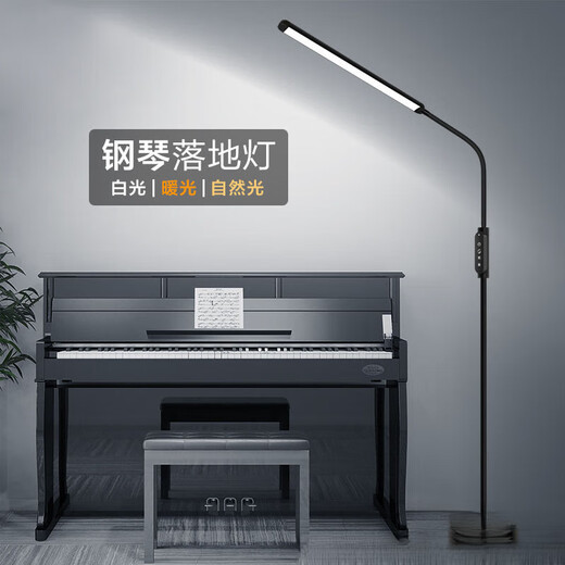 云珀led落地灯调光护眼钢琴灯练琴客厅卧室儿童书房床头阅读灯立式灯 白色触摸+遥控款