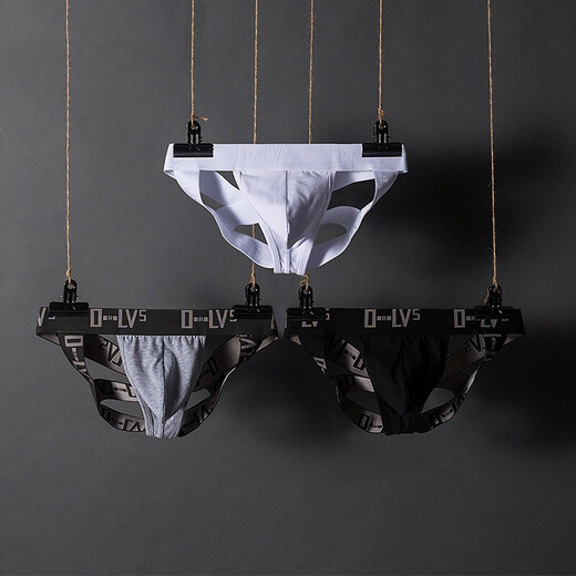 Long Night, Fashionable Men's Four-Strap Sexy Underpants, Sexy Hollow Thongs, Tight Sexy Butt Lifting Gay Double Thongs, Black M