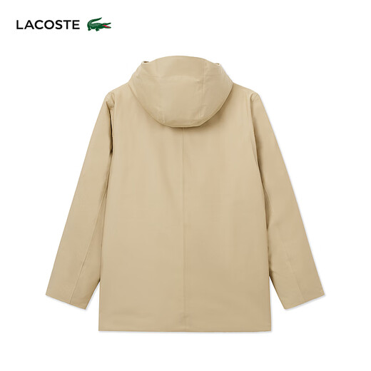 LACOSTE French crocodile men's simple casual solid color hooded goose down jacket | BH0696 02S/milk brown L 52