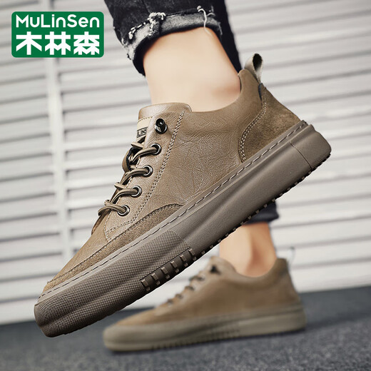 Mulinsen (Mulinsen) Brand Herrenschuhe 2025 Frühlings- und Sommer-Retro-Sportschuhe Non-Slip- und Anti-Out-Outdoor-Arbeitsschuhe Casual Schuhe Männer Khaki (Markenschuhe) 40