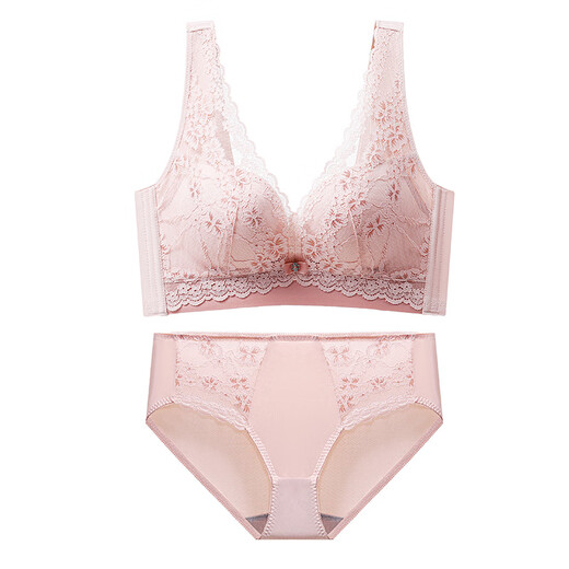 Admire Autumn and Summer New Style Wireless Small Breasts Show Big Push Up Adjustable Lace Top Supporting Secondary Breast Underwear Women's Bra Set Green Set 85B 38