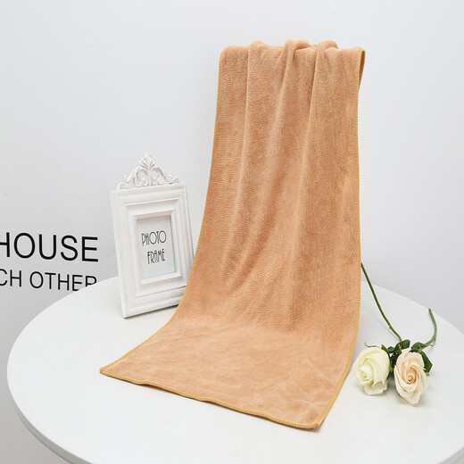 Dijialu Hotel Foot Massage Beauty Salon Thickened Absorbent Dry Hair Towel Hairdressing and Barber Shop Special Towel Non-Cotton 35*75 Extra Thick Earth Gold 105g 0x0cm