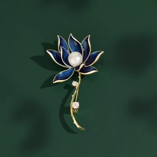 Chunla Chinese style brooch, retro blue lotus brooch, suit coat accessories, women's pin, new lotus flower for women, sapphire blue lotus A24-108