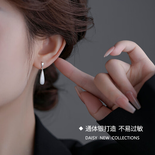 DAISY DREAM925 silver water drop tassel earrings women's light luxury niche design earrings 2025 new high-end cold style earrings tassel water drop earrings 925 silver