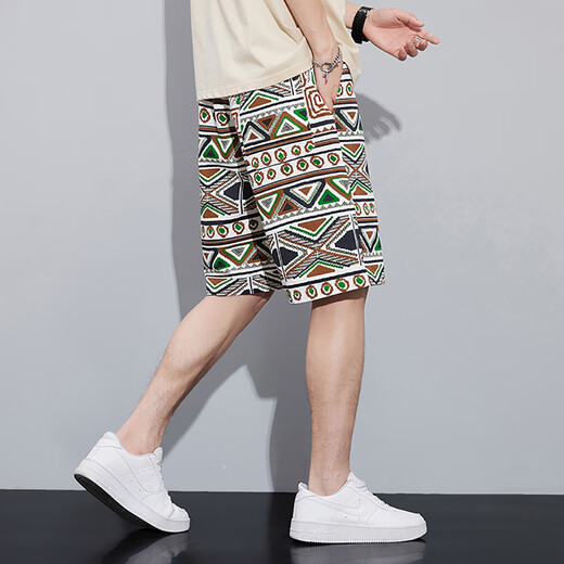 Jeanswest Pantalones cortos de lino de estilo chino de verano para hombres, finos, sueltos, rectos, rectos, guapos, pantalones grandes, pantalones de cinco cuartos de algodón y lino de seda de hielo para hombres 691 color 3XL