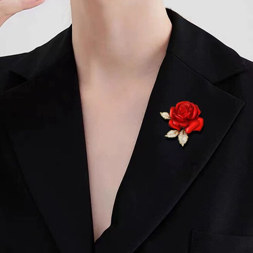 Mr. Ouyang's national style fashionable red rose brooch for women, exquisite retro corsage, temperament, flower coat brooch accessories, rose brooch A26-205